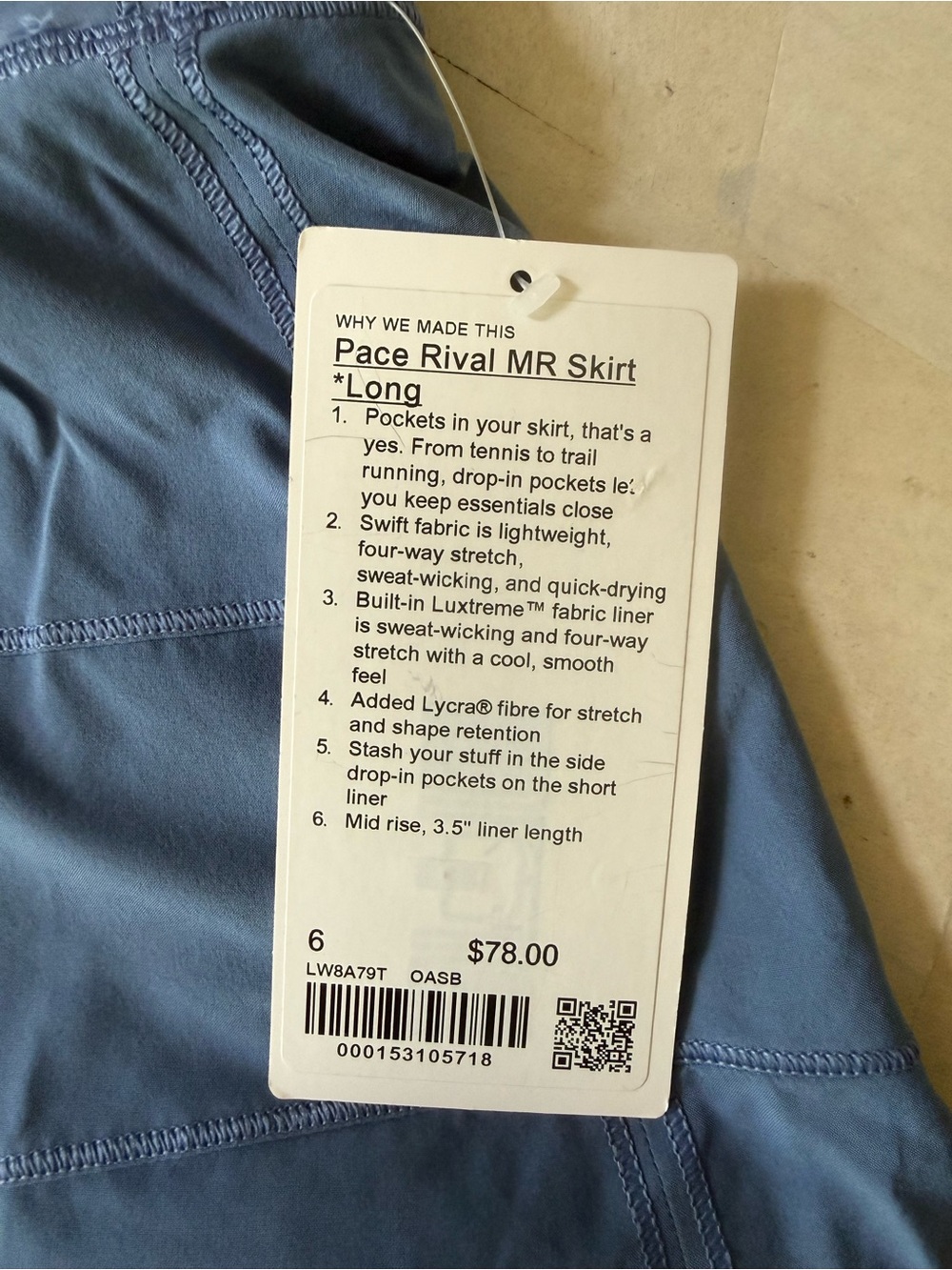 NWT Lululemon Pace Rival MR Skirt Long Size 6 🦋🦋🦋 - Picture 7 of 9